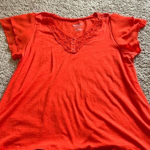 Never worn short sleeved red orange vibrant top